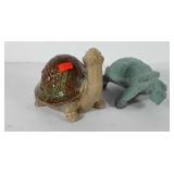 Two turtle statues, 7" and 8.5"