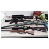 Toy guns, Risk board game, tote without lid and