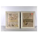 Framed advertisements, each measures 14x17