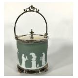 Wedgwood sage dip and E S P N silver biscuit