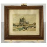 Paris scene watercolor, signed, framed 14x12