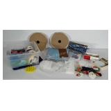Crafting lot: ribbon, plastic canvas sheets,
