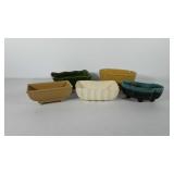 Five ceramic planters, all marked USA, 7"-8.5",