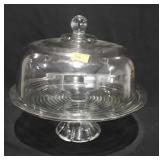 Glass covered cake plate, 13"
