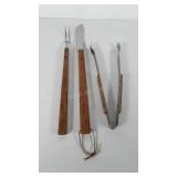 Grilling utensils, includes fork, tongs, and