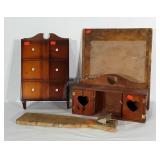 Mixed lot, all wooden pieces: cabinet with hinged