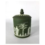 Wedgwood olive dip biscuit jar with acorn lid,