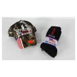 Trump 2020 hat and three pack of socks