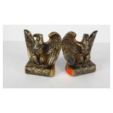 Eagle Bookends, brass tone metal, stand 6 1/2"