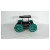 Poly gardening seat on wheels with storage
