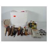 Styrofoam cooler full of art supplies, includes
