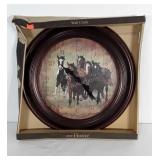 Horse themed hanging wall clock still in original