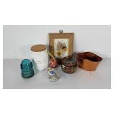 Decor group, pressed flowers, small glass