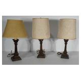 3 older matching lamps with metal bases. All
