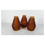 Three glass amberina lamp globes, 8"