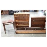 Skid lot of furniture parts. Pine headboard