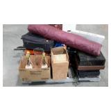 Skid lot: curtain rods, tent in bag, lamps,