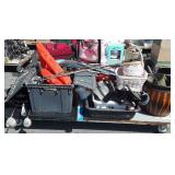 Skid lot with baskets, Planters, skis and poles,