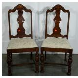 Pair of upholstered dining room chairs. Seller