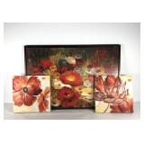 Poppy wall art, two decor stretched canvas
