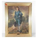 Blue Boy print on board, framed 22x28