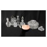 Vanity group, includes lidded powder dish with