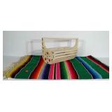 Wooden basket with handle and apple design