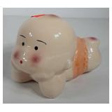 Ceramic infant coin bank, 6"