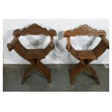 Dagobert chair, curulic seat, two chairs, one has