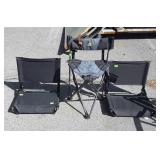 Three Travel Chairs, 2 stadium and one Outdoor
