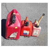 Three Poly Gasoline Cans, various sizes