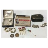 Cufflinks, Earrings, stick pin, brooch, etc