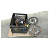 Group lot of assorted weights. 115 lbs of steel