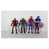 Four action figures, includes Iron Man, War