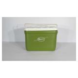 Poly cooler with metal swinging handles made by