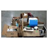 Skid lot: vases, pictures and frames, cooler,