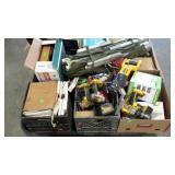 Skid lot: tools, Christmas lights, folding cot,