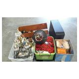 Skid lot: lamps, wall shelf, three boxes of