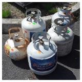 5-propane Tanks, one smaller size, all empty,