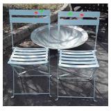 Pair of Folding Outdoor Chairs, metal strap