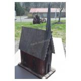 Church Bird House, tall Steeple, tin roof, 4 port