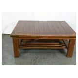Heavy pine coffee table. Some finish wear from