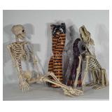 Halloween decor lot: skeleton human and wolf with