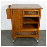 Kitchen cart on wheels. Show use roughness.