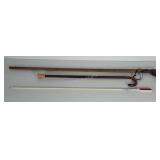 Mixed lot: 59" wooden walking stick with rhino