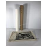 Horse and hunting prints, unframed, stored in