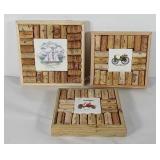 Three wine cork trivets, two are 7.5" x 7.5" and
