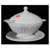 Soup tureen with ladle and plate, 14"