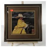 Home Interiors little cowboy print, framed and