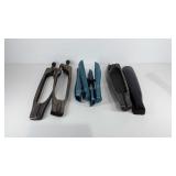 Group of boot forms, two wooden pairs, two Dasco